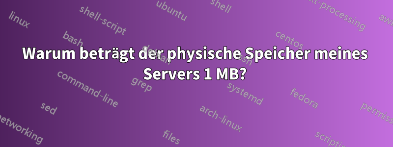 Warum beträgt der physische Speicher meines Servers 1 MB?