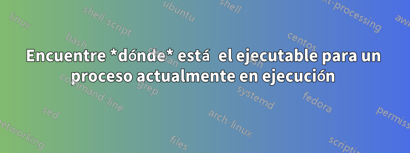 Encuentre *dónde* está el ejecutable para un proceso actualmente en ejecución