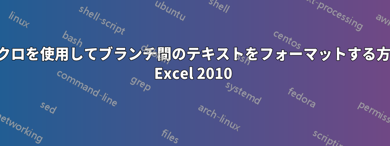 マクロを使用してブランチ間のテキストをフォーマットする方法 Excel 2010