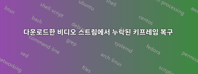 다운로드한 비디오 스트림에서 누락된 키프레임 복구