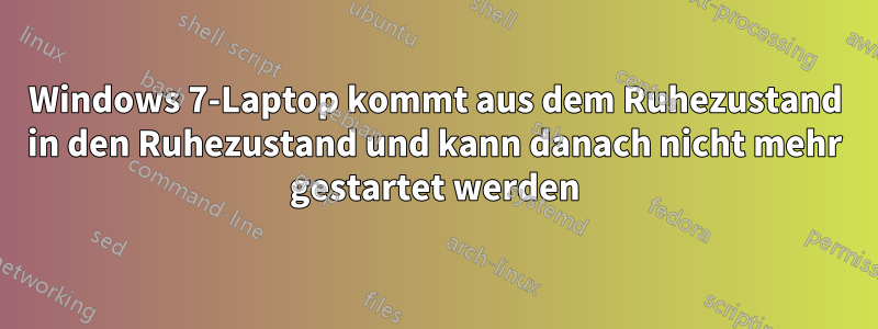 Windows 7-Laptop kommt aus dem Ruhezustand in den Ruhezustand und kann danach nicht mehr gestartet werden