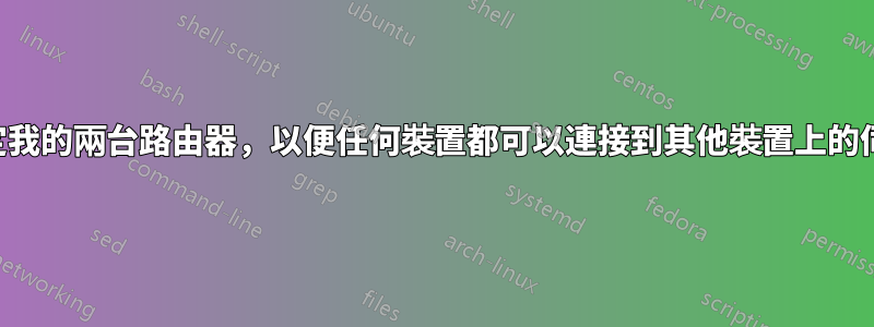 如何設定我的兩台路由器，以便任何裝置都可以連接到其他裝置上的伺服器？