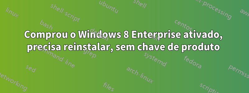 Comprou o Windows 8 Enterprise ativado, precisa reinstalar, sem chave de produto