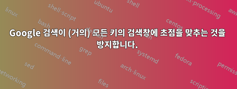 Google 검색이 (거의) 모든 키의 검색창에 초점을 맞추는 것을 방지합니다.