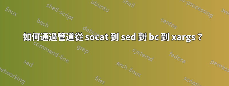如何通過管道從 socat 到 sed 到 bc 到 xargs？