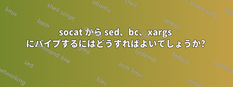 socat から sed、bc、xargs にパイプするにはどうすればよいでしょうか?