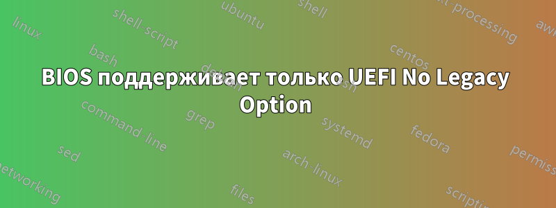 BIOS поддерживает только UEFI No Legacy Option