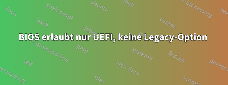 BIOS erlaubt nur UEFI, keine Legacy-Option