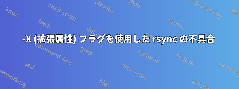 -X (拡張属性) フラグを使用した rsync の不具合