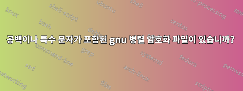 공백이나 특수 문자가 포함된 gnu 병렬 암호화 파일이 있습니까?