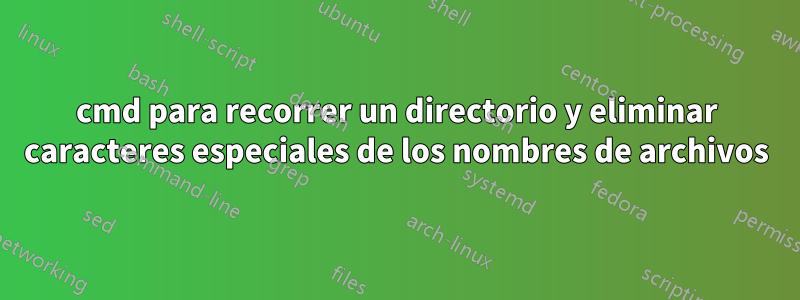 cmd para recorrer un directorio y eliminar caracteres especiales de los nombres de archivos