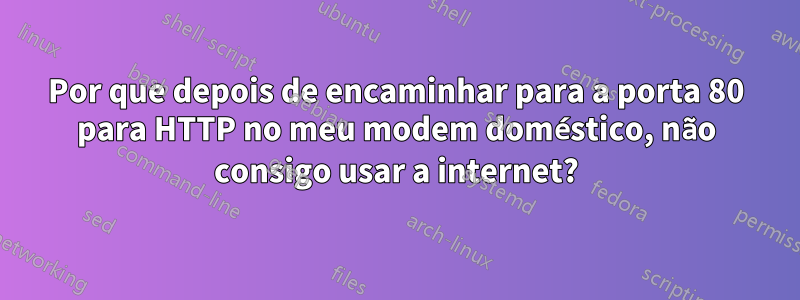 Por que depois de encaminhar para a porta 80 para HTTP no meu modem doméstico, não consigo usar a internet?