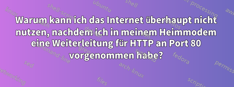 Warum kann ich das Internet überhaupt nicht nutzen, nachdem ich in meinem Heimmodem eine Weiterleitung für HTTP an Port 80 vorgenommen habe?