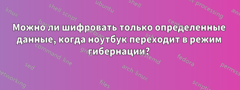 Можно ли шифровать только определенные данные, когда ноутбук переходит в режим гибернации?