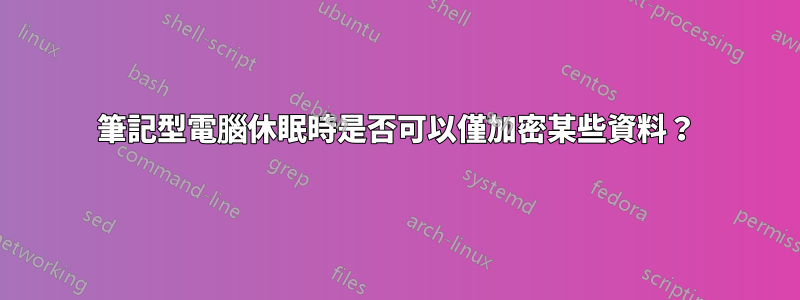 筆記型電腦休眠時是否可以僅加密某些資料？