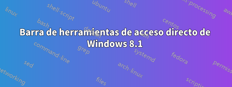 Barra de herramientas de acceso directo de Windows 8.1