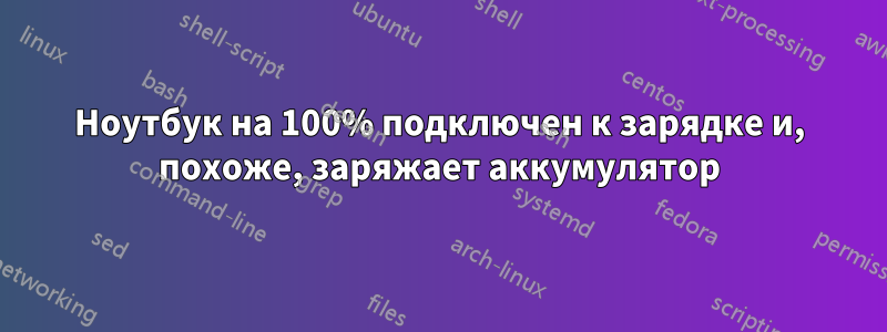 Ноутбук на 100% подключен к зарядке и, похоже, заряжает аккумулятор