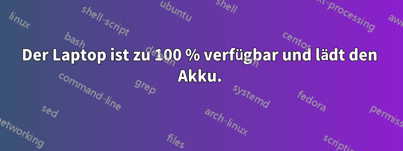 Der Laptop ist zu 100 % verfügbar und lädt den Akku.