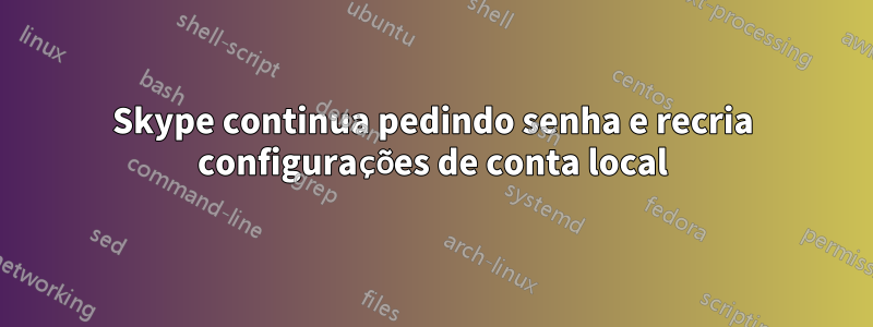 Skype continua pedindo senha e recria configurações de conta local