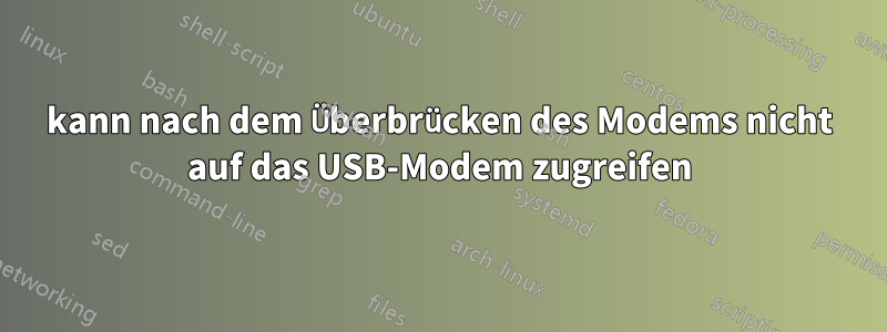 kann nach dem Überbrücken des Modems nicht auf das USB-Modem zugreifen