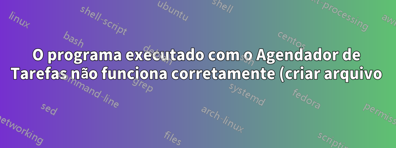 O programa executado com o Agendador de Tarefas não funciona corretamente (criar arquivo)