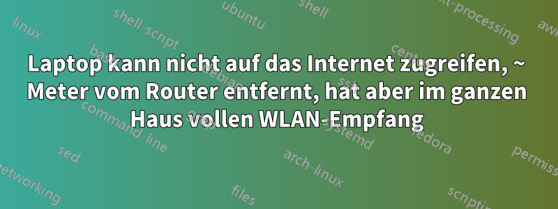 Laptop kann nicht auf das Internet zugreifen, ~ Meter vom Router entfernt, hat aber im ganzen Haus vollen WLAN-Empfang