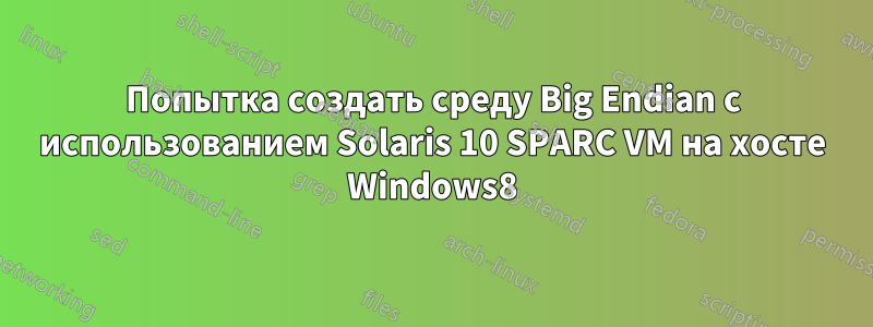 Попытка создать среду Big Endian с использованием Solaris 10 SPARC VM на хосте Windows8