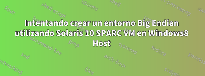 Intentando crear un entorno Big Endian utilizando Solaris 10 SPARC VM en Windows8 Host