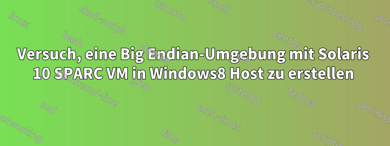 Versuch, eine Big Endian-Umgebung mit Solaris 10 SPARC VM in Windows8 Host zu erstellen