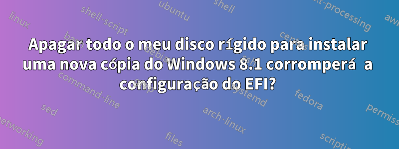 Apagar todo o meu disco rígido para instalar uma nova cópia do Windows 8.1 corromperá a configuração do EFI?