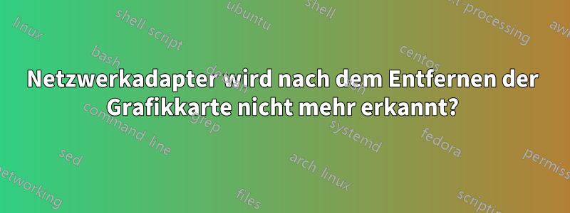 Netzwerkadapter wird nach dem Entfernen der Grafikkarte nicht mehr erkannt?