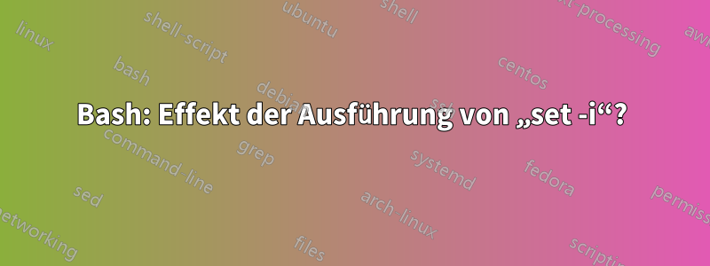 Bash: Effekt der Ausführung von „set -i“?