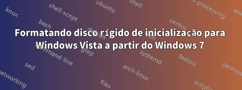 Formatando disco rígido de inicialização para Windows Vista a partir do Windows 7