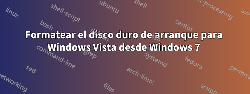 Formatear el disco duro de arranque para Windows Vista desde Windows 7