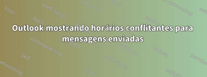 Outlook mostrando horários conflitantes para mensagens enviadas