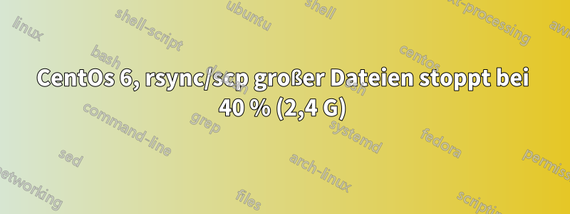 CentOs 6, rsync/scp großer Dateien stoppt bei 40 % (2,4 G)