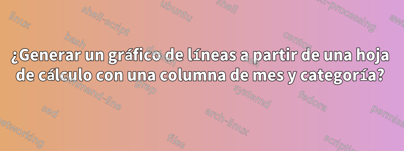 ¿Generar un gráfico de líneas a partir de una hoja de cálculo con una columna de mes y categoría?