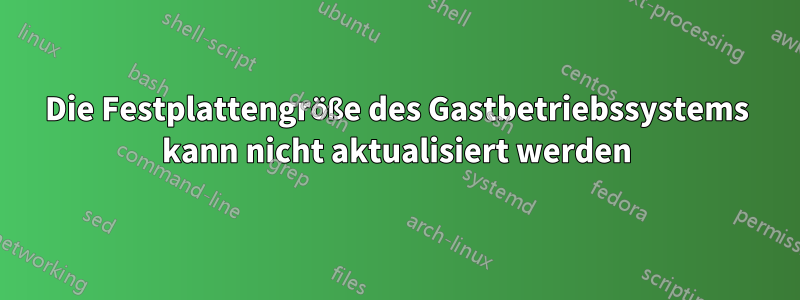 Die Festplattengröße des Gastbetriebssystems kann nicht aktualisiert werden