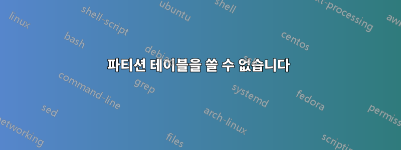 파티션 테이블을 쓸 수 없습니다