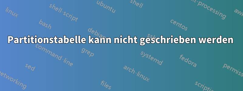 Partitionstabelle kann nicht geschrieben werden