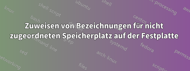 Zuweisen von Bezeichnungen für nicht zugeordneten Speicherplatz auf der Festplatte