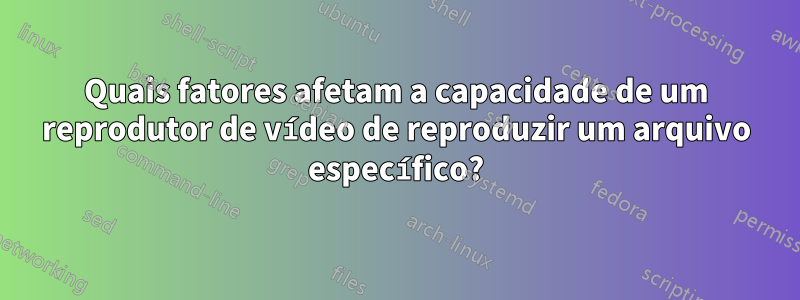 Quais fatores afetam a capacidade de um reprodutor de vídeo de reproduzir um arquivo específico?