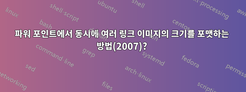 파워 포인트에서 동시에 여러 링크 이미지의 크기를 포맷하는 방법(2007)?