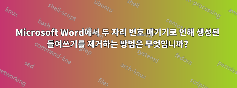 Microsoft Word에서 두 자리 번호 매기기로 인해 생성된 들여쓰기를 제거하는 방법은 무엇입니까?