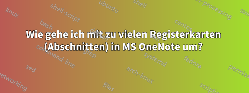 Wie gehe ich mit zu vielen Registerkarten (Abschnitten) in MS OneNote um?