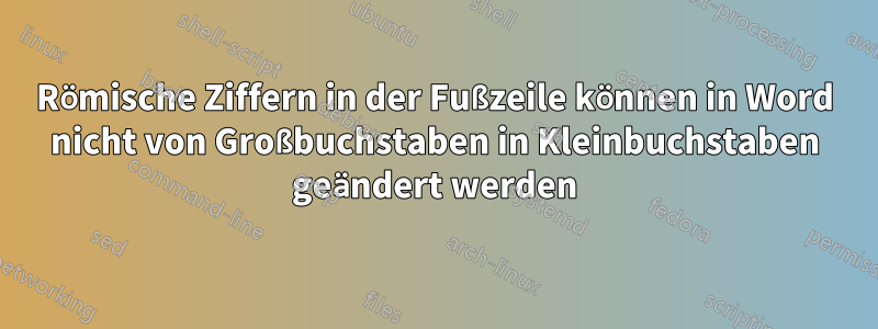 Römische Ziffern in der Fußzeile können in Word nicht von Großbuchstaben in Kleinbuchstaben geändert werden