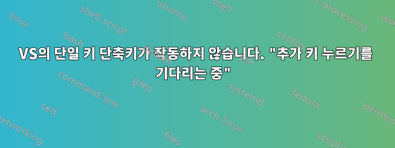 VS의 단일 키 단축키가 작동하지 않습니다. "추가 키 누르기를 기다리는 중"