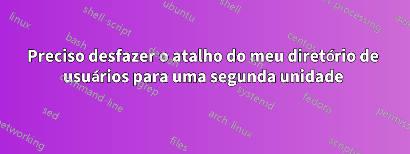 Preciso desfazer o atalho do meu diretório de usuários para uma segunda unidade