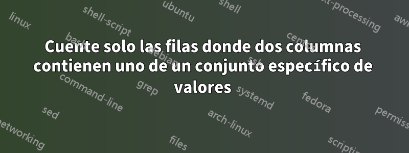 Cuente solo las filas donde dos columnas contienen uno de un conjunto específico de valores