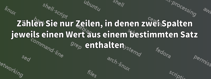 Zählen Sie nur Zeilen, in denen zwei Spalten jeweils einen Wert aus einem bestimmten Satz enthalten